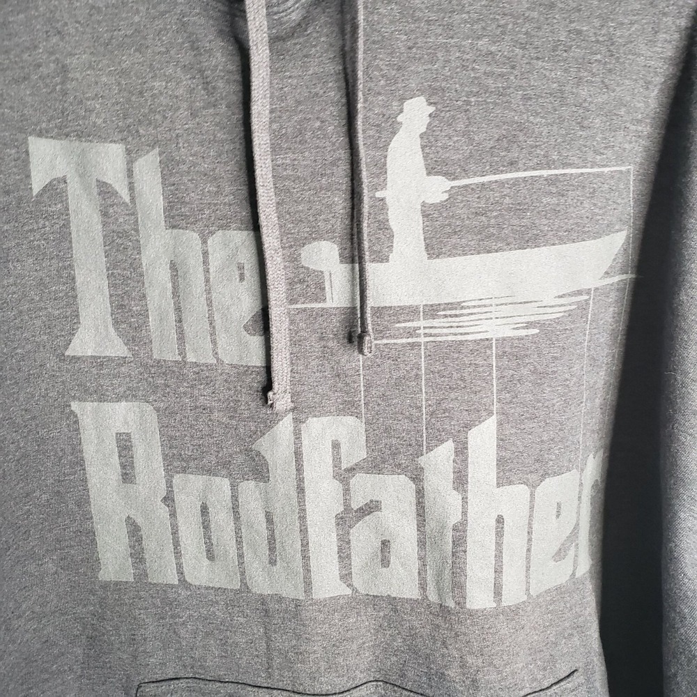 Port & Company Mens The Rodfather Fishing Hoodie Charcoal Gray 2XL Sweatshirt - Picture 3 of 5